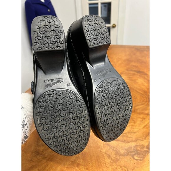Dansko Tamara Women's Sz 38 US 7.5-8 Black Leather Clogs Loafers Nurses Shoes - Picture 7 of 12